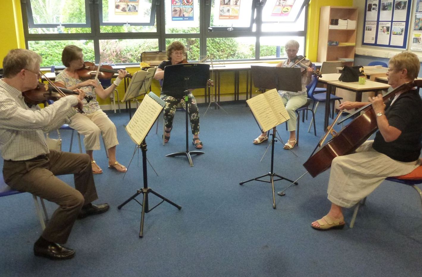 string quintet in rehearsal